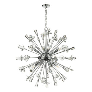 Dar Lighting EXO0850 Exodus 8 Light Ceiling Chandelier In Polished Chrome With Crystal