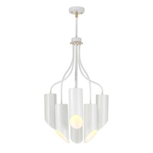 Elstead QUINTO6WAB Quinto 6 Light Ceiling Chandelier In White And Aged Brass