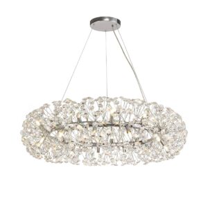 Fusion 26 Light Crystal Ceiling Pendant Light In Polished Chrome Finish