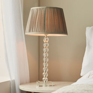 Alcoy Charcoal Shade Table Lamp With Clear Crystal Glass Base