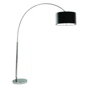 Arcs Chrome Floor Lamp With Black Fabric Shade And Silver Liner