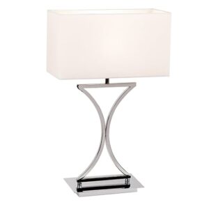 Epalle White Fabric Table Lamp In Chrome
