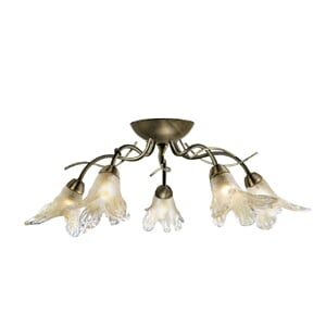 James Antique Brass 5 Lamps Ceiling Light