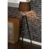 Jaspro Black Fabric Shade Floor Lamp With Wooden Tripod Base