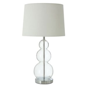 Lukano White Fabric Shade Table Lamp With Glass Metal Base