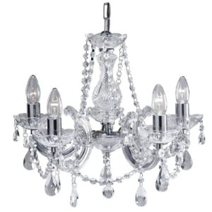 Marie Therese 5 Light Chrome Crystal Chandelier Ceiling Light