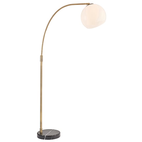 Otto Gloss White Glass Shade Floor Lamp In Antique Brass