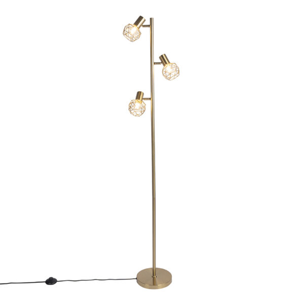 Design floor lamp gold 3-light adjustable – Mesh
