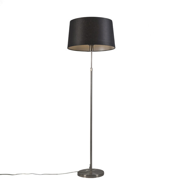 Floor Lamp Steel with 45cm Black Shade - Parte
