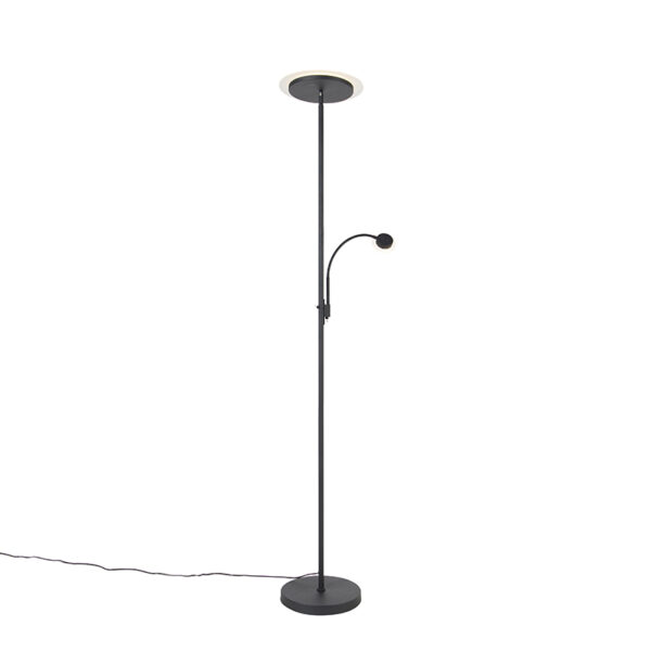 Modern floor lamp black incl. LED with reading arm - Chala