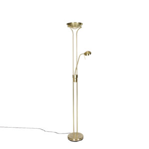 Modern floor lamp brass with reading lamp incl. LED dim to warm – Diva