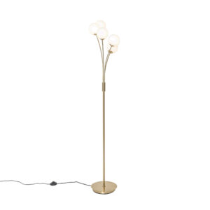 Modern floor lamp gold with opal glass 5-light – Athens