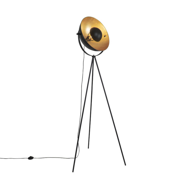 Floor lamp black with gold 42 cm adjustable tripod – Magnax