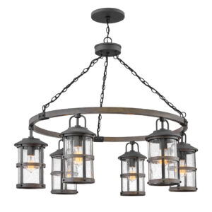 Quintiesse QN-LAKEHOUSE6-P-DZ Lakehouse 6 Light Outdoor Chandelier In Aged Zinc And Driftwood Grey