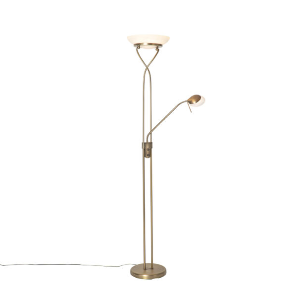 Floor lamp bronze incl. LED and dimmer with reading lamp – Empoli