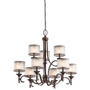 KL-LACEY9-MB Lacey 9 Light Bronze Ceiling Light with Double Layer Shades