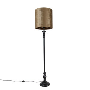 Classic floor lamp black with brown shade 40 cm – Classico