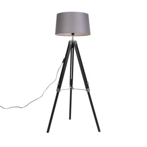 Floor Lamp Black with 45cm Dark Grey Shade – Tripod