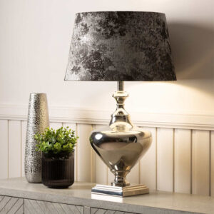 Magna Linen Empire Shade Table Lamp With Nickel Base