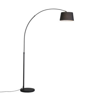 Modern Arc Lamp Black With Black Fabric Shade – Arc Basic