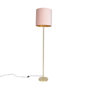 Romantic floor lamp brass with pink shade 40 cm – Simplo