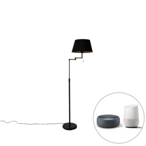 Smart floor lamp black with black shade incl. Wifi A60 - Ladas Deluxe