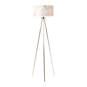 Troy Ivory Linen Shade Gold Inside Floor Lamp With Gold Tripod