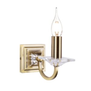 Laura Ashley Carson Crystal Wall Light In Antique Brass Finish