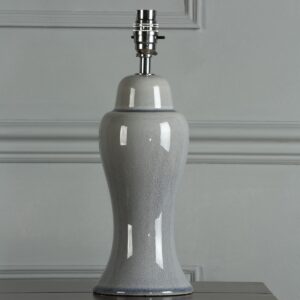 Laura Ashley Regina Small Table Lamp Base In Pale Slate Grey With Polished Chrome Detail