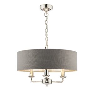 Laura Ashley Sorrento 3 Light Armed Fitting Ceiling Light with Charcoal Shade in Polished Nickel