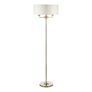 Laura Ashley Sorrento 3 Light Floor Lamp in Brushed Chrome with Natural Shade