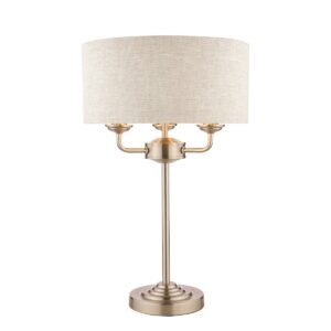 Laura Ashley Sorrento 3 Light Table Lamp In Brushed Chrome with Natural Shade