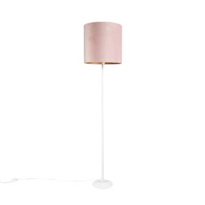 Romantic Floor Lamp White with 40cm Velvet Pink Shade – Simplo