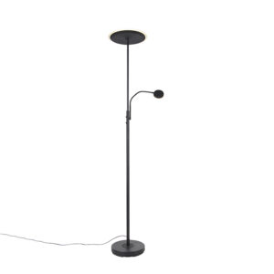 Modern floor lamp black incl. LED with remote control and reading arm – Strela