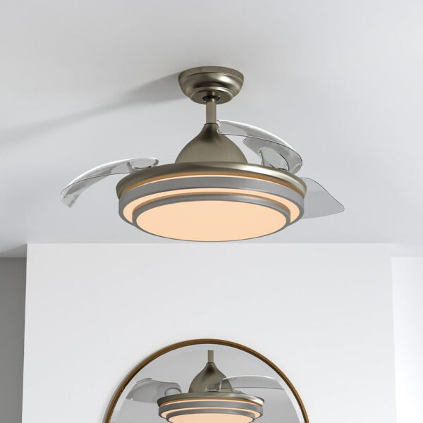 42 Inch Retractable Ceiling Fan Light Lamp with Remote Control
