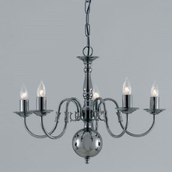 BF00350/5/PEWTER Flemish 5 Light Chandelier - Various Finishes