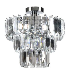 Chichester 3 Light Semi Flush Chandelier Ceiling Light with Clear Prisms