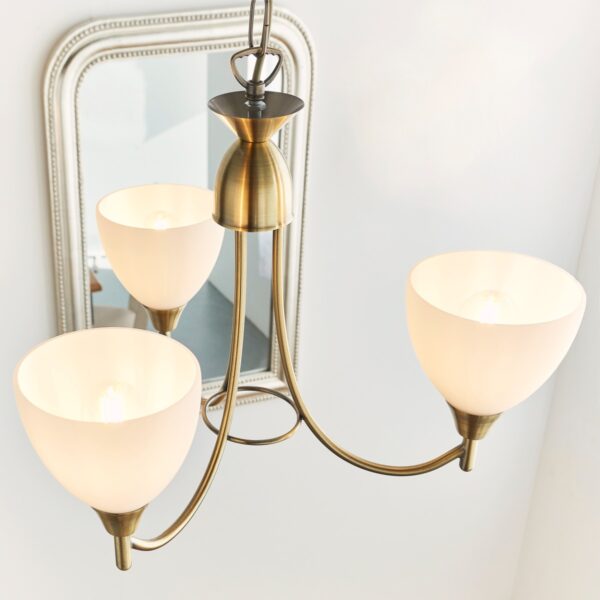 Endon 1805-3AN 3 Light Chandelier In Antique Brass