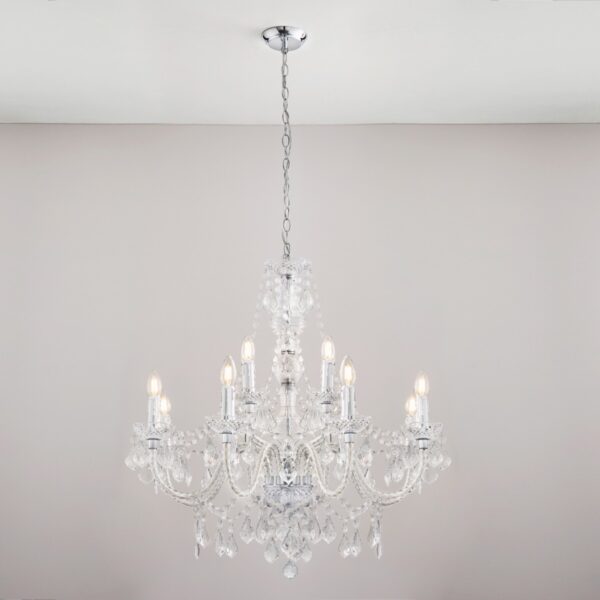 Endon 308-8+4CL 12 Light Chandelier In Clear Acrylic
