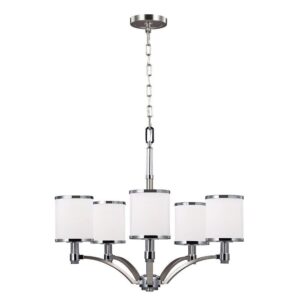 FE/PROSPECTPK5 Prospect 5 Light Chandelier Ceiling Light In Satin Nickel And Chrome