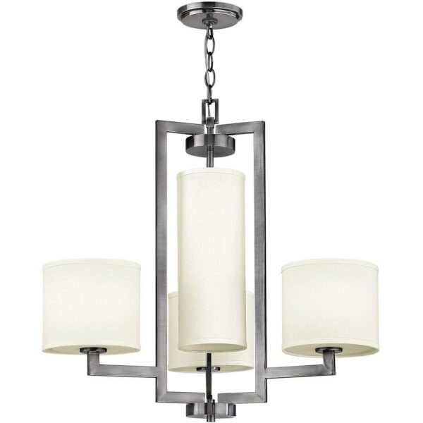 HK/HAMPTON4 Hampton Brushed Nickel 4 Light Chandelier with Shade