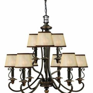 HK/PLYMOUTH9 9 Light Vintage Chandelier in Olde Bronze