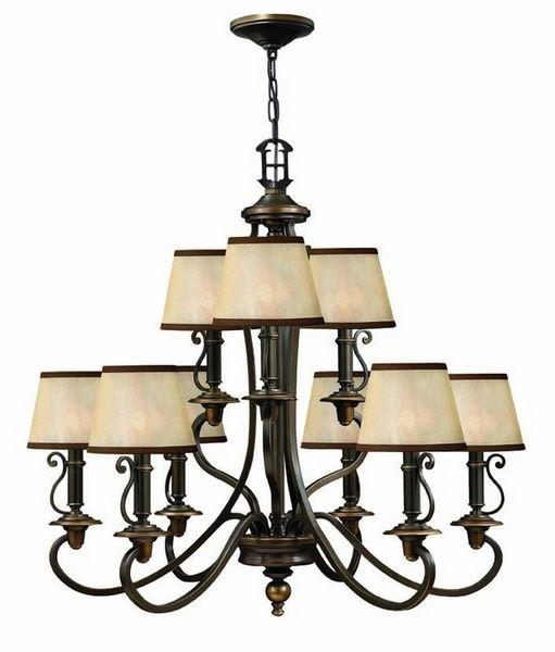 HK/PLYMOUTH9 9 Light Vintage Chandelier in Olde Bronze