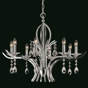 Impex CF911231/08/CH Turin 8 Light Chrome & Crystal Chandelier