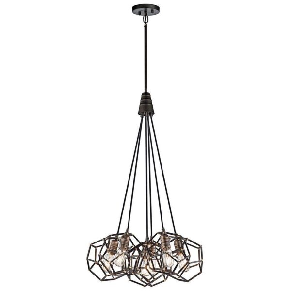 KL/ROCKLYN6 RS 6 Light Ceiling Chandelier Light In Raw Steel