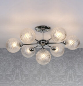 Laura Ashley Atherton 7 Light Semi Flush Ceiling Light In Polished Chrome Finish With Glass Shades