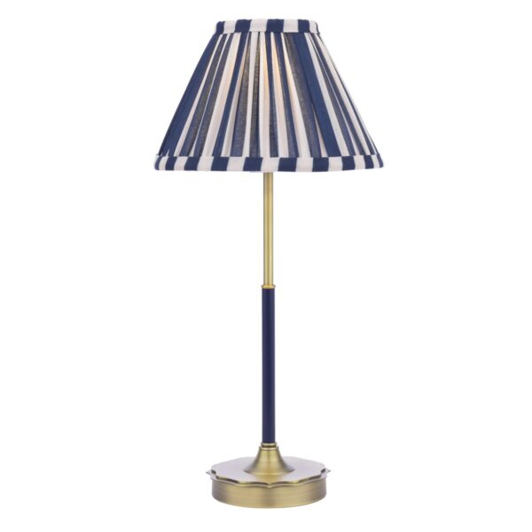 Laura Ashley Denwick Table Lamp In Matt Antique Brass And Satin Blue With Shade LA3756598-Q