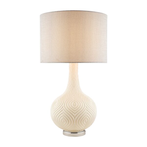 Laura Ashley Grace Patterned Glass Table Lamp With Grey Linen Shade