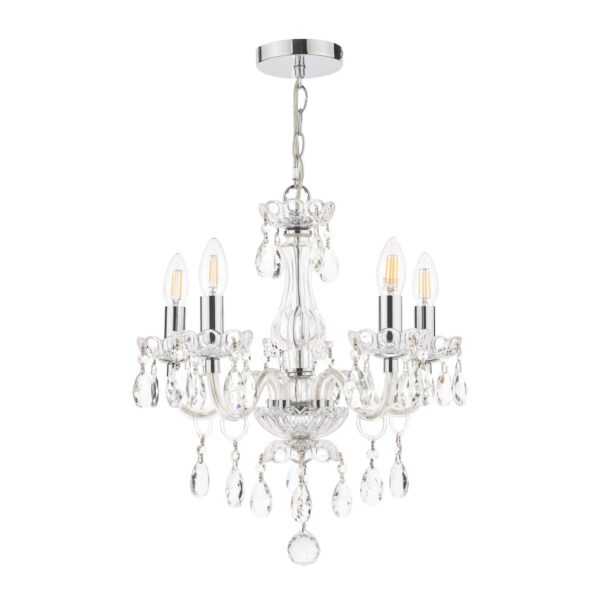 Laura Ashley Harriet Crystal 5 Light Chandelier In Polished Chrome Finish