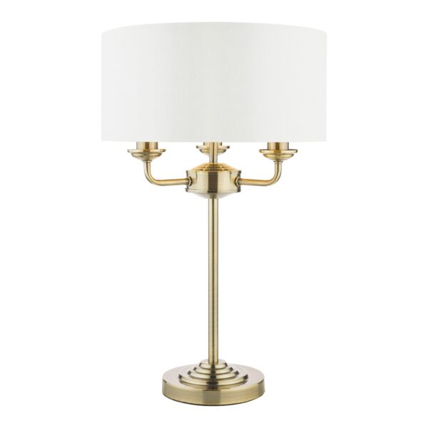 Laura Ashley Sorrento Antique Brass 3 Light Table Lamp With Ivory Shade